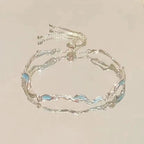 Bracelets for Women Shiny Pink Crystal Cherry Bloss Bow Flowers Zircon Bracelet Party Jewelry