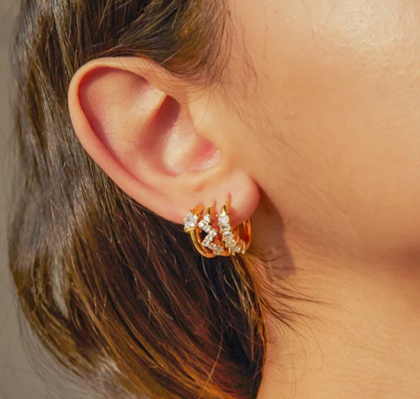 Heart Love Star Zirconia Diamonds s Earrings for Women Gold Luxury Stylish Trendy Jewelry