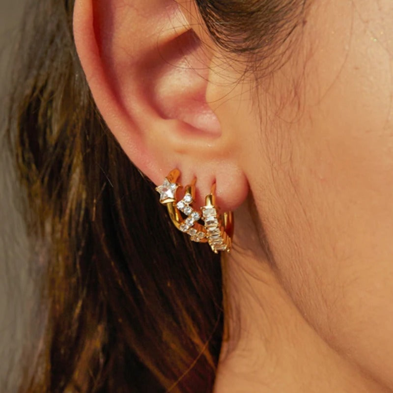 Heart Love Star Zirconia Diamonds s Earrings for Women Gold Luxury Stylish Trendy Jewelry
