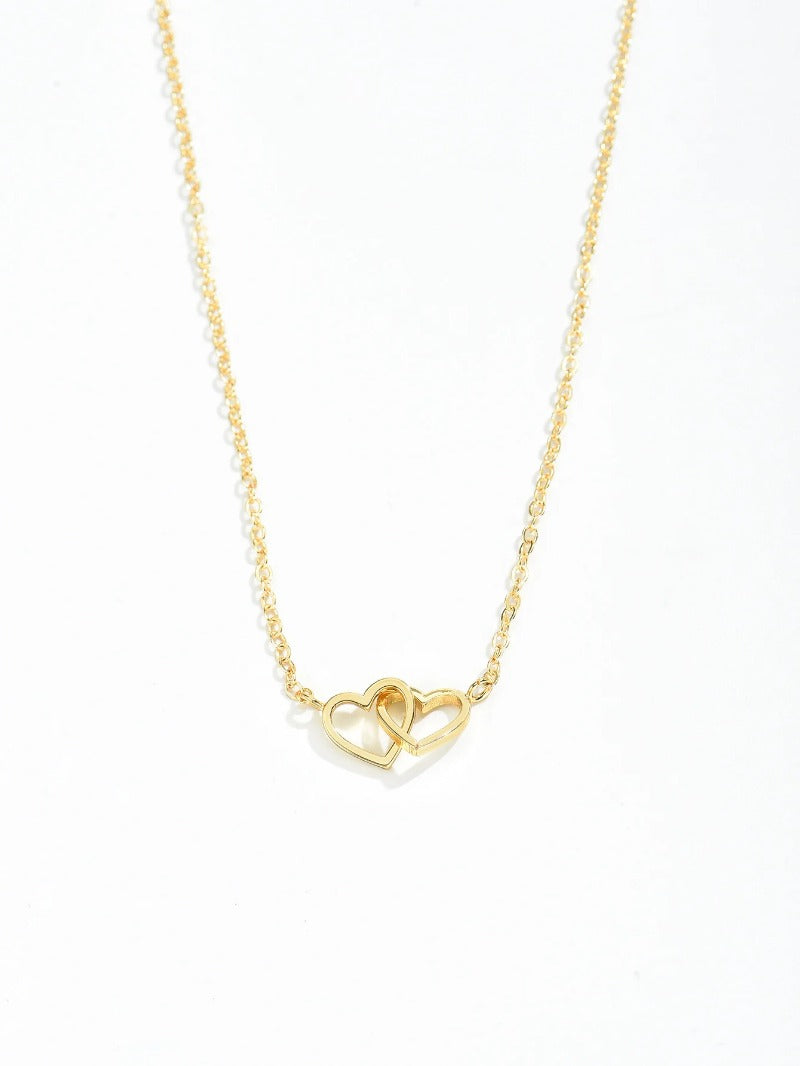 Cute Double Hollow Heart Necklace for Women Valentine's Day Jewelry