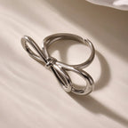Bowknot Copper Rings For Women PVD Gold Plated Engagement Index Finger Wedding Jewelry Gifts
