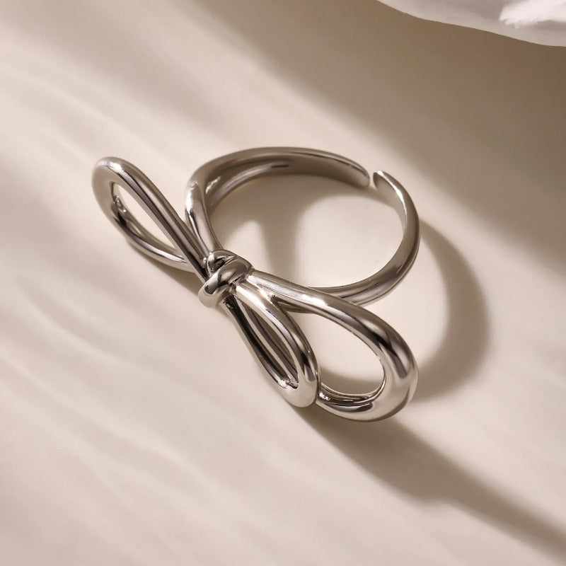 Bowknot Copper Rings For Women PVD Gold Plated Engagement Index Finger Wedding Jewelry Gifts