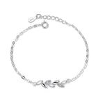 Silver Bracelets for Women Simple 925 Sterling Leaves Jewelry