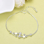 Silver Bracelets for Women 925 Sterling Silver Shiny Zircon Flower Wedding Jewelry
