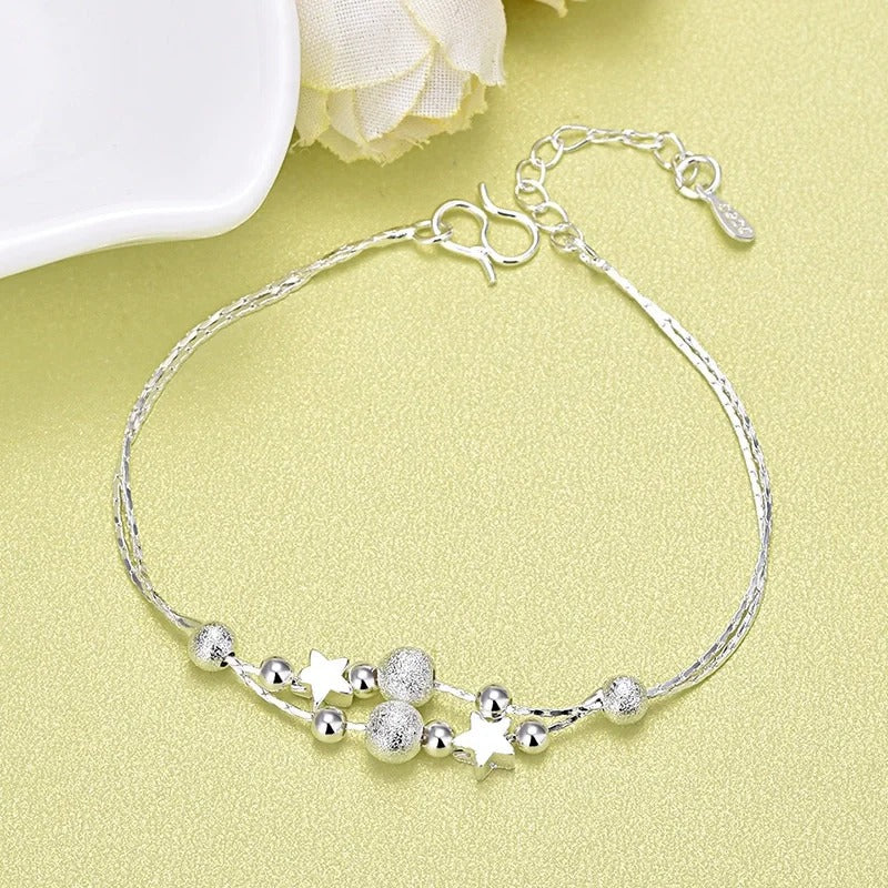 Silver Bracelets for Women 925 Sterling Silver Shiny Zircon Flower Wedding Jewelry